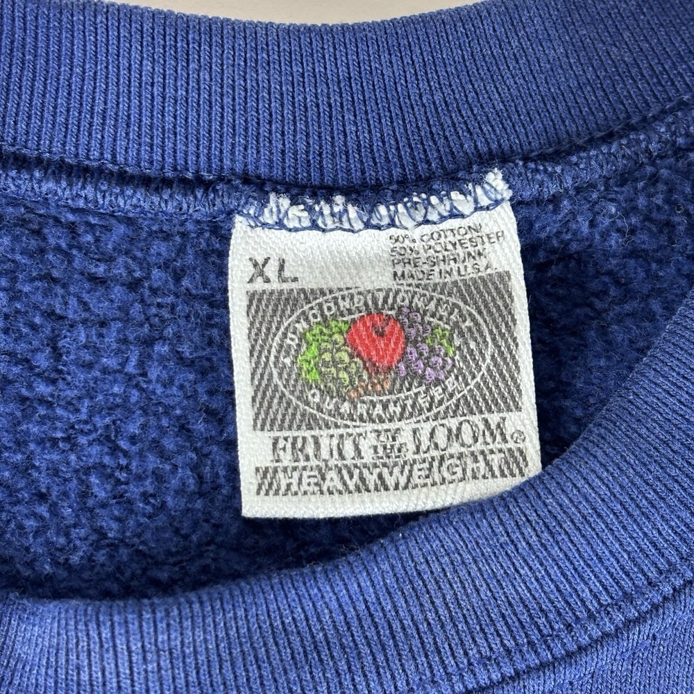 Vintage Fruit Of The Loom Sweatshirt Mens XL Blue Fleece Crewneck USA 90s - Picture 4 of 9